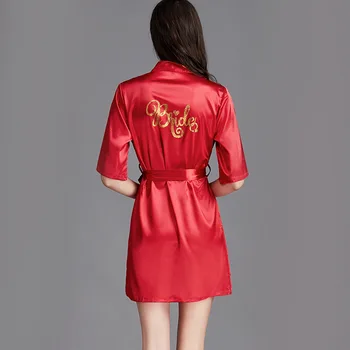 

Luxury Pajamas Bathrobe Sexy V-neck Peignoir Bride Bridesmaid Wedding Robes Women's Lingerie Plus Size Sleepwear Silk Home Suit