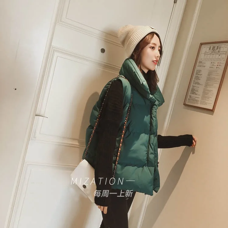 

New Style Korean-style Cotton Vest Women's Spring And Autumn Short Loose-Fit Versatile Sleeveless Vest down Coat Winter Coat Fas