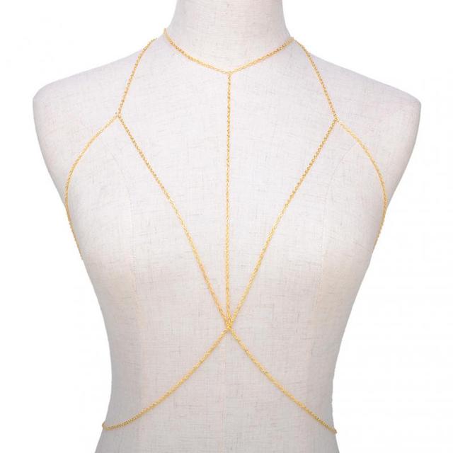 Chain Chest Chain Simple Body Jewelry For Women Summer Sexy Bikini Chest Chain Harness Chain Jewelry Charm Body Necklace