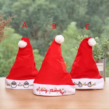 

Red Christmas Hat Santa Hat High Grade Gold Velvet Embroidery Gift Merry Christmas Decoration New Years Cap 2019 NEW