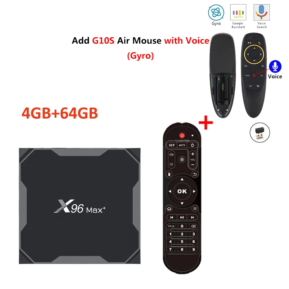 4GB 64GBadd G10S X96 MAX+ Android Tv Box 2 Гб 16 Гб Android9.0 ТВ-приставка 2,4G 5G wifi Bluetooth 4,0 4 ГБ 32 ГБ/64 ГБ ТВ-приставка Amlogic X96MAX S905X3 - Цвет: 4GB 64GBadd G10S
