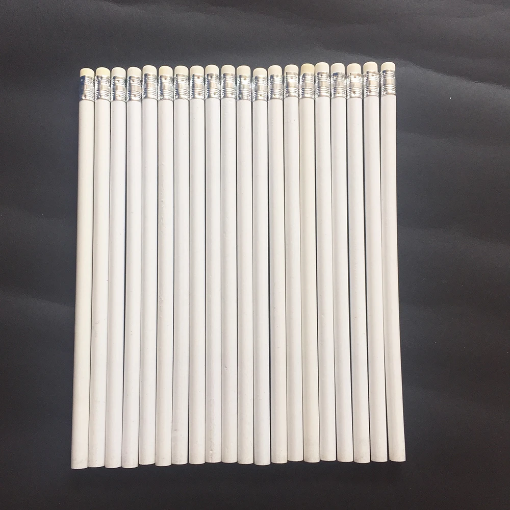 100pcs 나무 연필 HB 흰색 연필 학교 용품 용품 어린이 연필 지우개 귀여운 편지지 아트 드로잉 도매