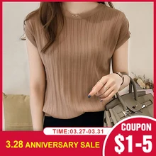 2020 Summer Ice Silk Knit Tops Short Sleeve Solid Bright Office Lady Work Casual Shirts New Korean Japan Slim Knitwear Shirt 2020 Summer Ice Silk Knit Tops Short Sleeve Solid Bright Office Lady Work Casual Shirts New Korean Japan Slim Knitwear Shirt