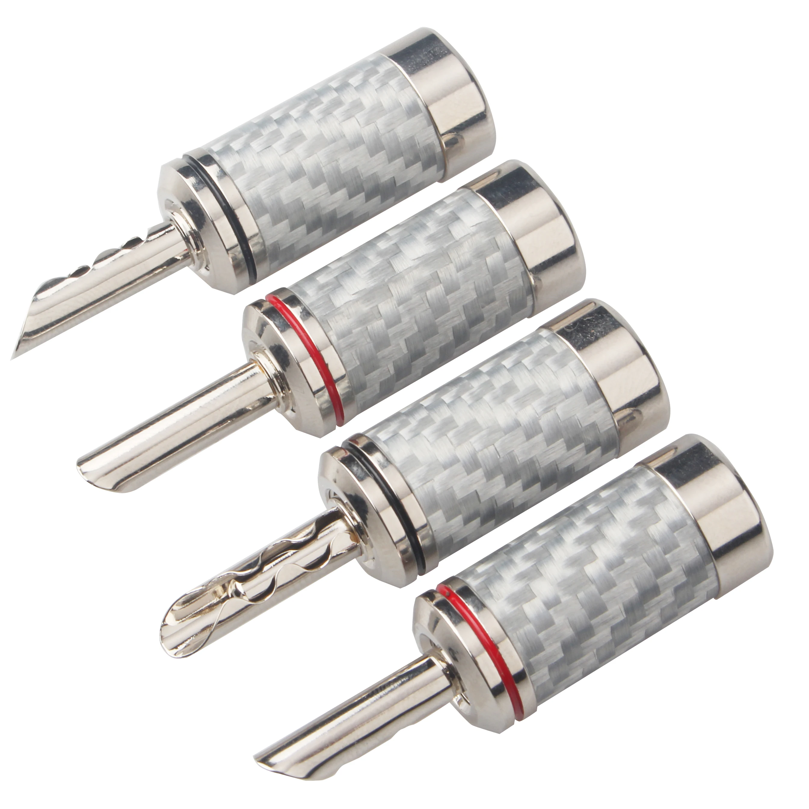 8pcs Black / White carbon fiber pure copper rhodium plated