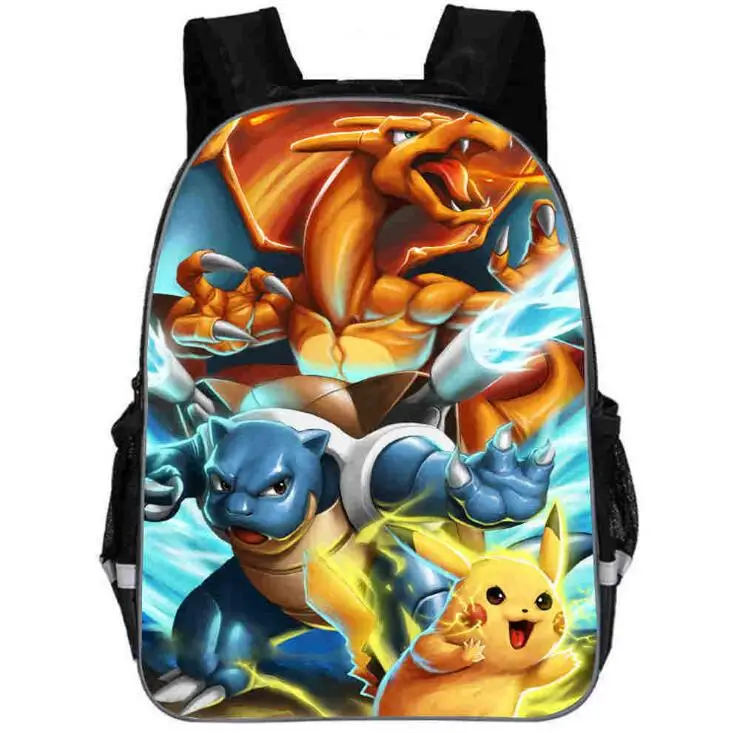 Новая Школьная Сумка Pokemon Go для подростков мальчиков и девочек, детский персональный школьный рюкзак, комплект из 3 предметов, детский популярный игровой рюкзак - Цвет: photo color