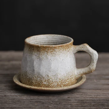 

Retro Simple Ceramics Coffee Cup Set Creative Eco Friendly Japanese Tea Cup Light Luxury Kahve Fincan Takimlari Cup Set EA6BYD