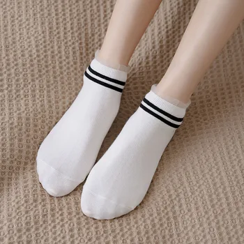 

spring Striped Heart Cotton Solid Color Women Socks Lace Cute Dots Ankle socks Casual Breathable White Women Fashion Lady Socks