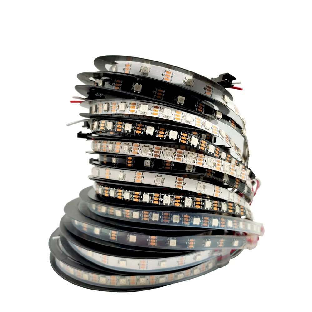 DC5V WS2812B Individually Addressable Smart 5050 RGB Luces Led Strip Light 3PIN 30/60/144 Pixels/M Black White PCB IP30/65/67