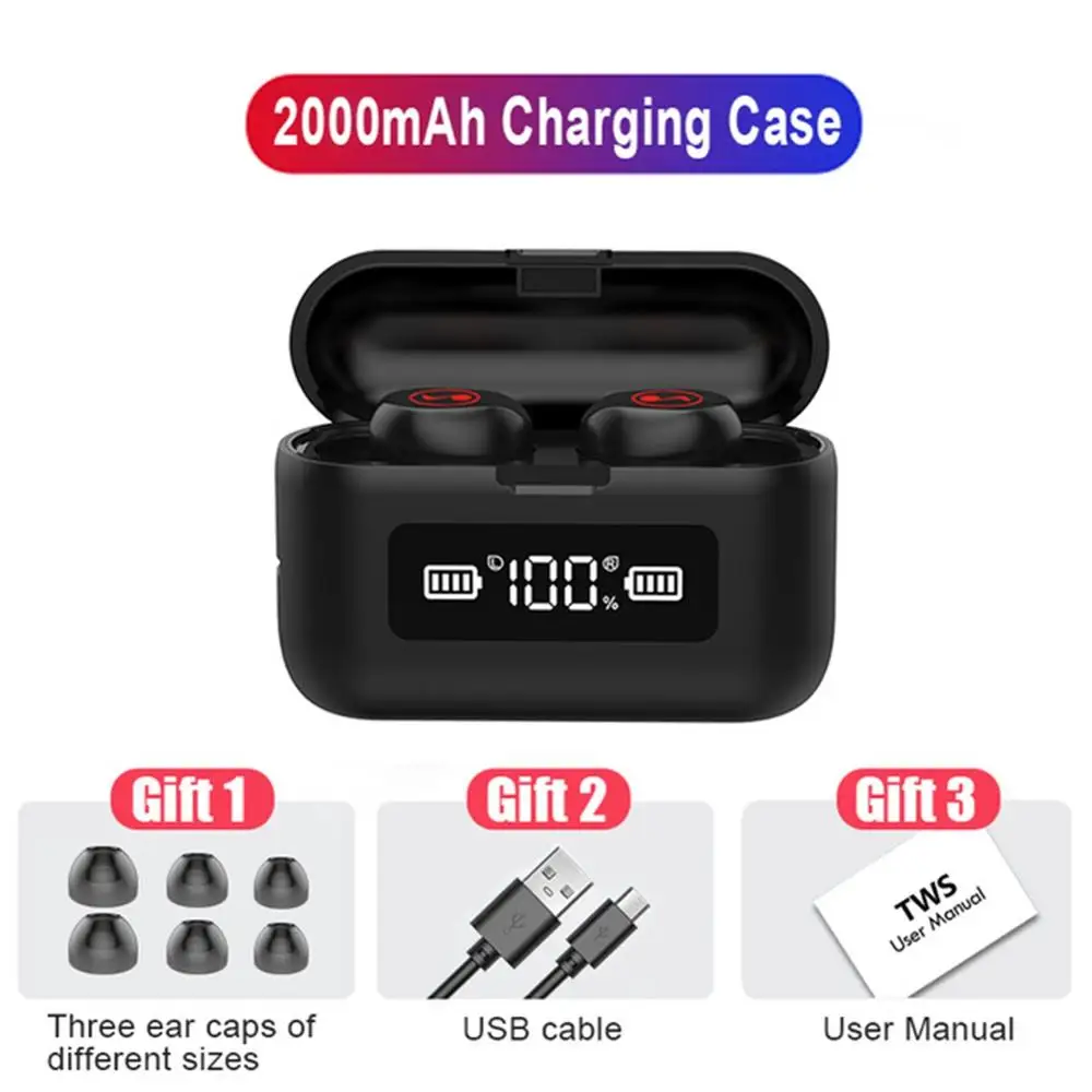 New Hot F9 Bluetooth Headset Light Carving Digital Display 2nd Generation 5 0 Invisible Sports Touch Bluetooth Headset