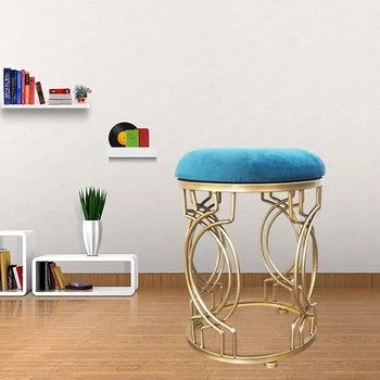 

B Household iron stool stainless steel bar stool dining table stool bedroom makeup stool living room shoe bench