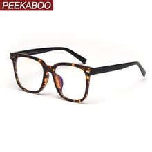 Peekaboo с заклепками tr90, прозрачные негабаритные очки, синий светильник, модная прозрачная квадратная оправа для очков, оптическая леопардовая оправа