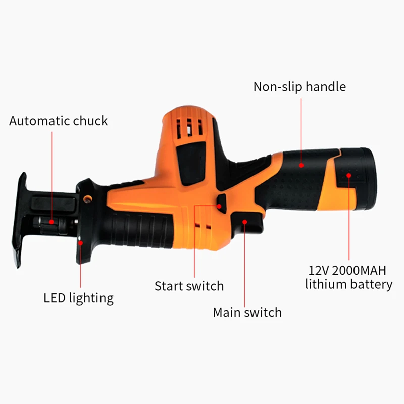 

1 Set Hand Electric Reciprocating Saw Power Tool For Woodworking Metal Electric Rechargeable Cordless Equipment