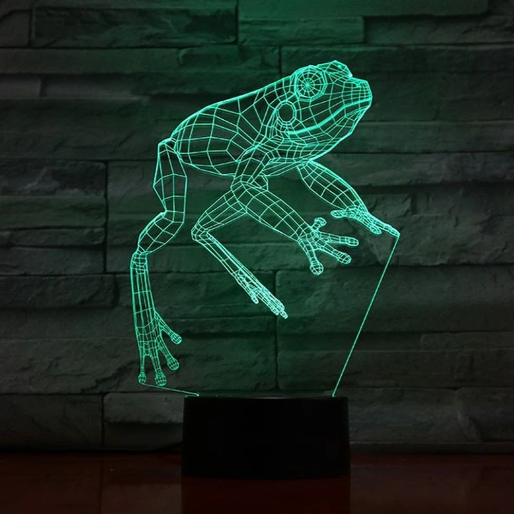 3D Cartoon Frog 3D Night Light 7 Color Change LED Table Lamp Xmas Toy Gift for Kids Baby Bedroom Decor Bedside Lamp Lighting nite light