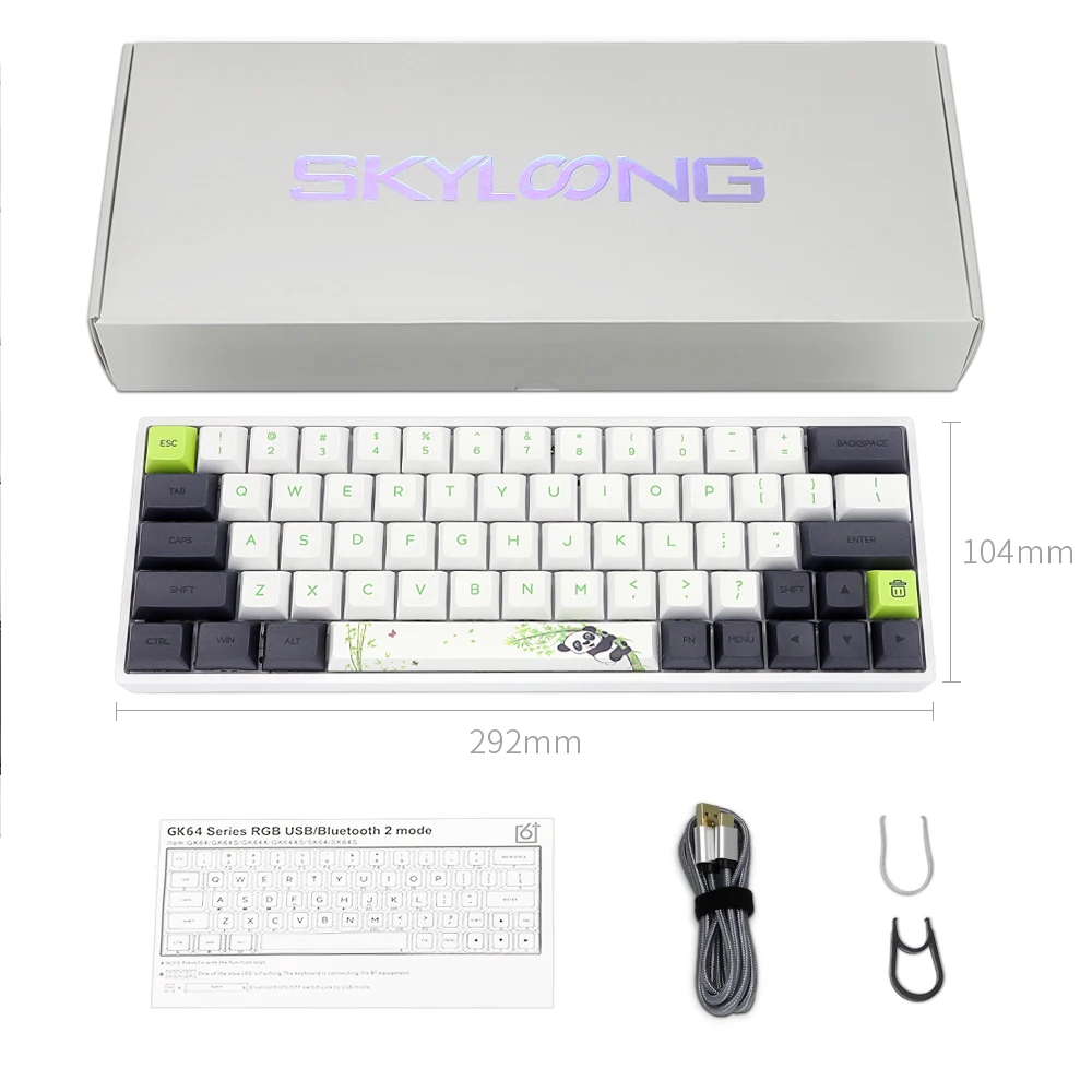 Skyloong SK64 64 клавиши Мини Портативная механическая клавиатура панда Беспроводная