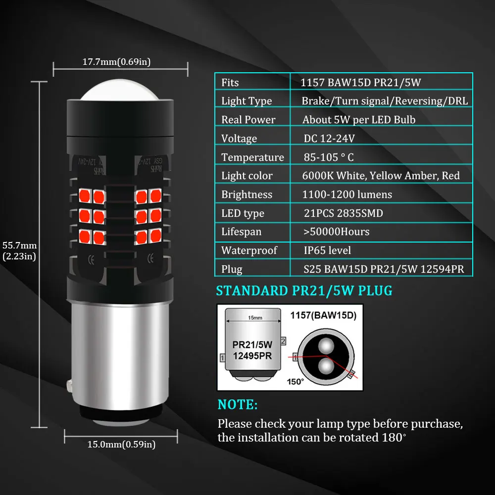 BMT 1157 светодиодный BAW15D PR21/5 Вт светодиодный лампочка 21SMD Автомобильная сигнальная лампа стоп Обратный конец автомобильная лампа 12 В светодиодный белый желтый красный