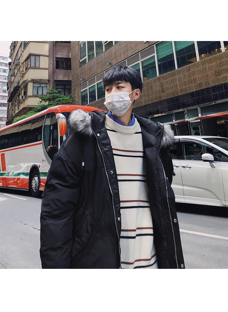 LAPPSTER Мужская Зимняя шерстяная парка Толстая куртка однотонная теплая корейская модная ветровка мужская черная Harajuku Kpop Дизайнерская куртка