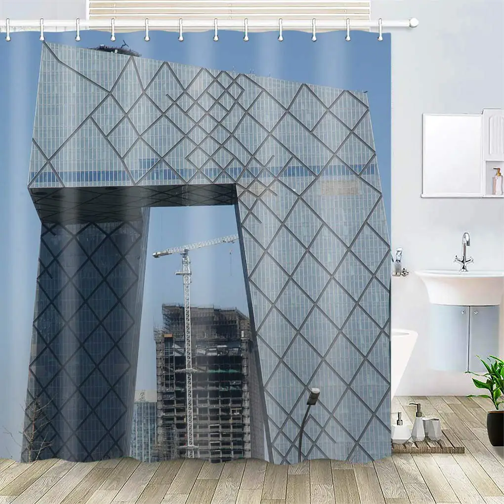 

Shower Curtain, Polyester Fabric Waterproof Hooks Included-72x72 inches- Building Beijing China Landmark Famous Asian