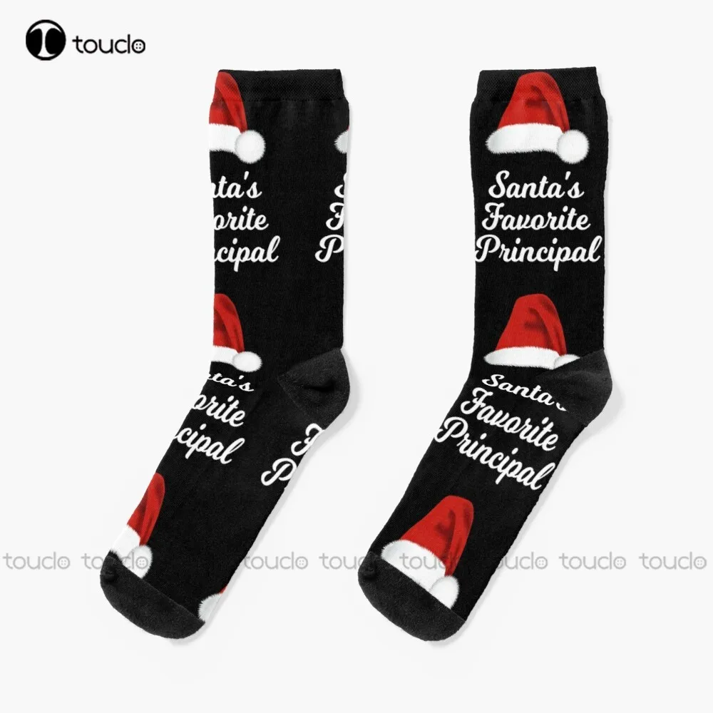 

Santa'S Favorite Principal Funny Christmas Socks Socks Personalized Custom Unisex Adult Teen Youth Socks 360° Digital Print