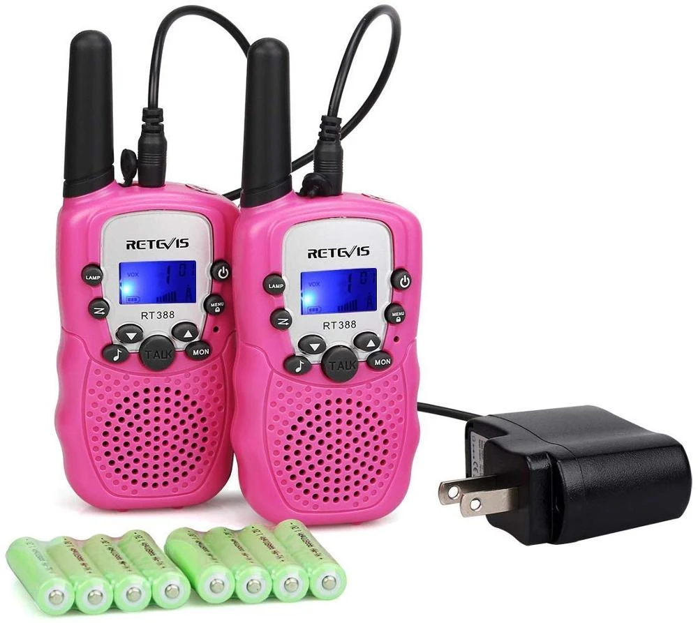 PC Material Pink Retevis RT388 Walkie Talkie Children Rechargeable 2pcs Toy For Girl 6 Years Birthday Gift Rechargeable Battery