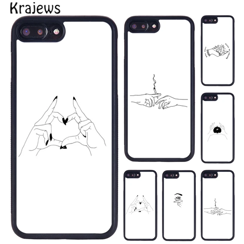 Krajews White Random Outline Aesthetics Phone Case For iPhone 5 6S 7 8 Plus 11 12 13 Pro X XR XS Max Samsung Galaxy S6 S8 S9 S10 | Мобильные