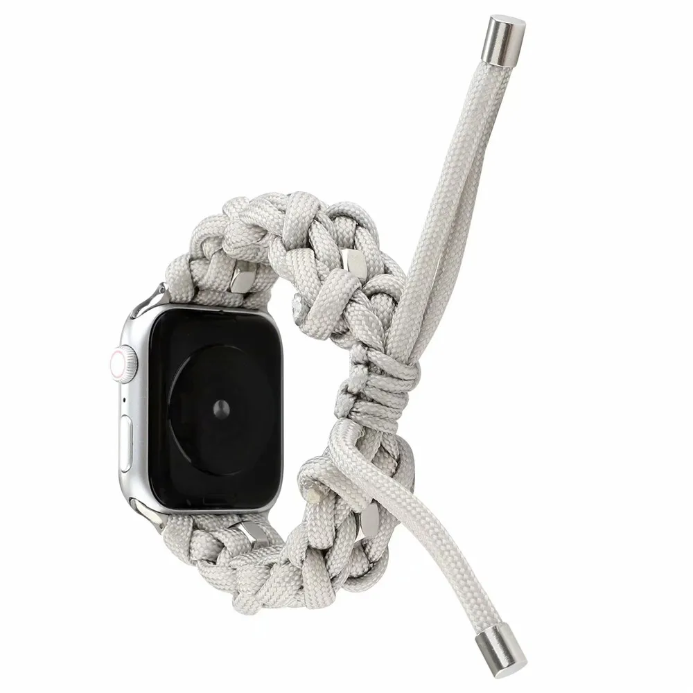 Уличные спортивные часы браслет для Apple Watch серии 5 4 3 2 1 плетеный нейлоновый веревочный ремешок для iWatch 38 40 42 44 мм