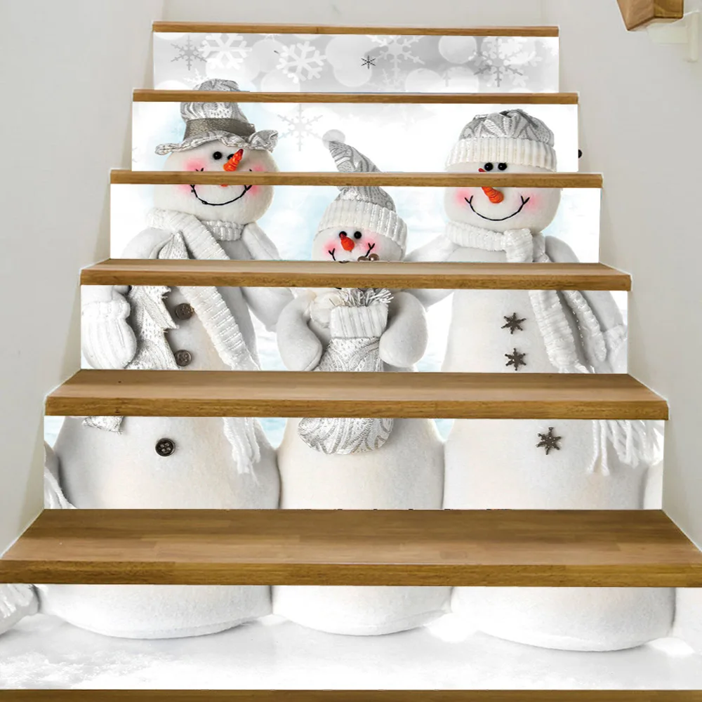 6 шт./13 шт. забавная Рождественская елка кошка 3D стикер лестницы DIY самоклеющиеся домашний Декор Гостиная ПВХ обои напольные наклейки фрески