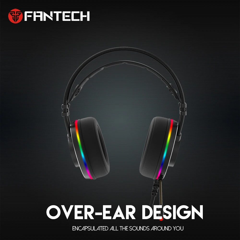 Fantech HG23 Виртуальная 7,1 игровая гарнитура наушники с микрофоном для компьютера Профессиональный геймер объемный звук RGB светильник