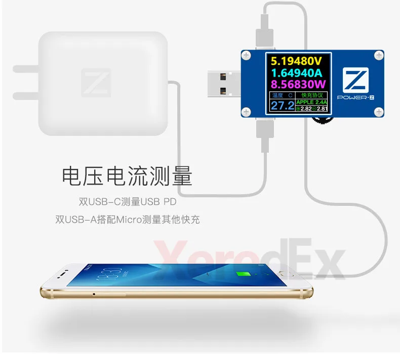 Usb тестер мощность-Z напряжение измеритель тока Зарядка мощность USB детектор Быстрая зарядка PD ловушка FL001