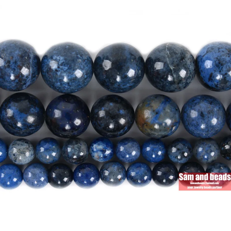 Natural 5A Dark Blue Dumortierite Stone Beads Round Loose For Jewelry Making DIY Bracelets Necklace 15'' 4/6/8/10/12mm | Украшения