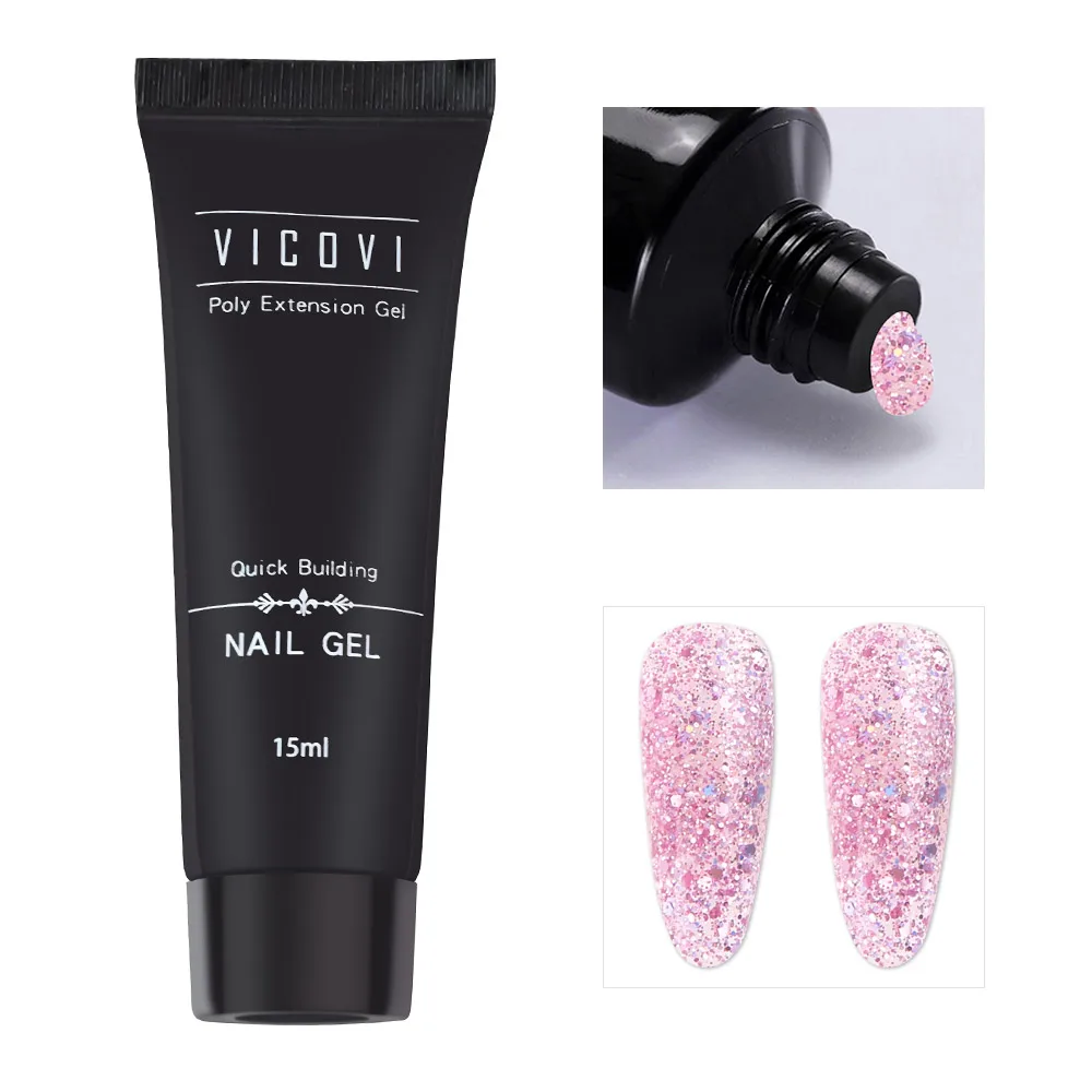 15ml Poly Acrylic Gel For Nail 22 Color Spangle Crystal Extension Gel UV/LED Light Quick Extension Nail Without Paper Holder&_&*