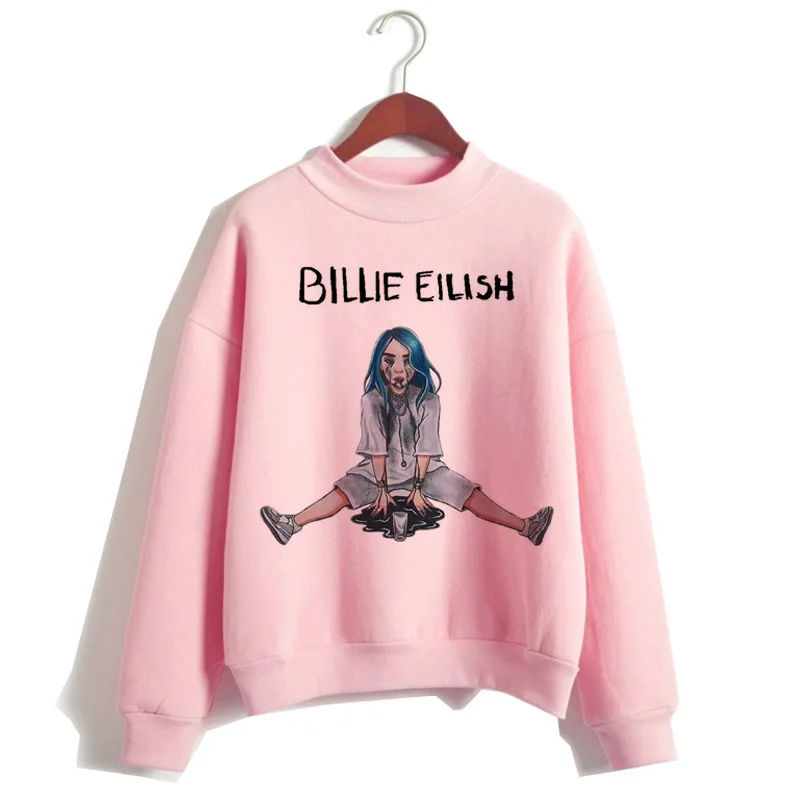 Billie eilish Толстовка для женщин harajuku мода billie eilish ulzzang розовый принт Женская одежда Графический мультфильм кавайный капюшон