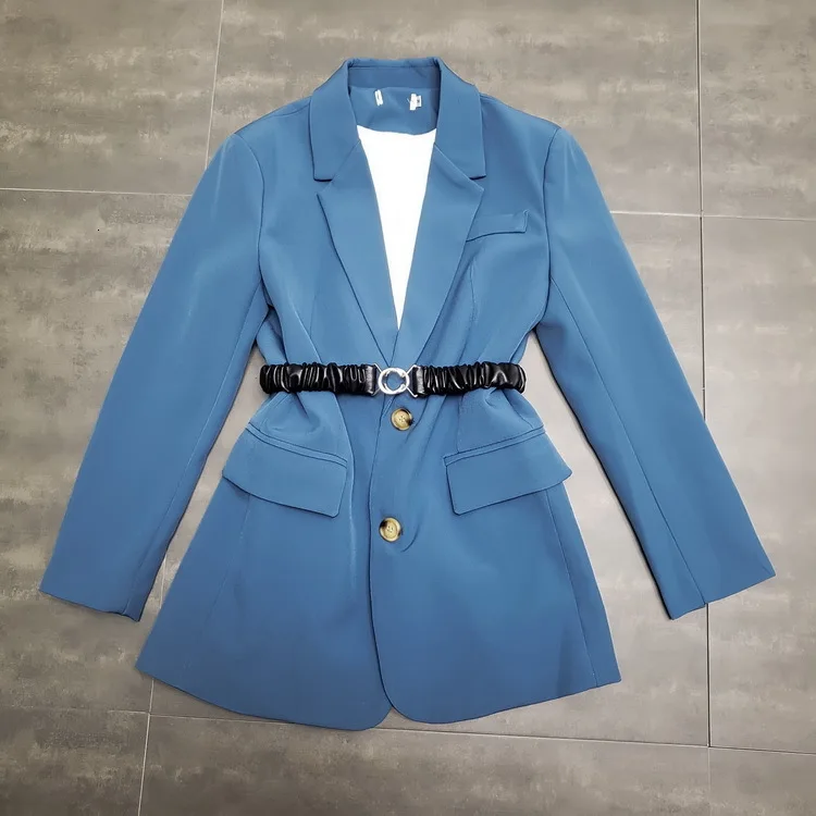 autumn elastic leather belt, a variety of wearing a split slit slim suit jacket