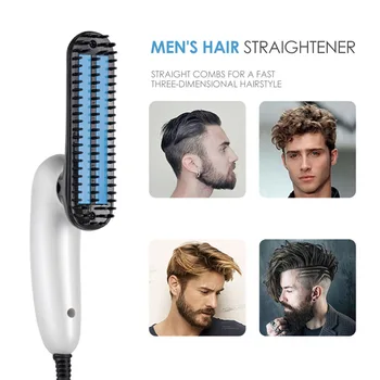 

Electric Men Beard Hair Comb Straightener Portable Safety Foldable 360 Rotating Tool Men Using Kit Curler Hair Comb