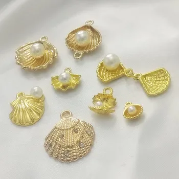 

Handmade Jewelry Materials 50PCS Jewelry Accessories DIY Props Golden Shell Pendant Earrings Semi-finished Products