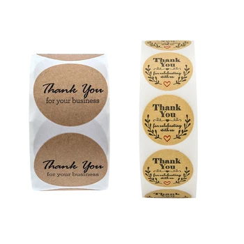 

1000 Pcs 1 Inch Round Kraft Stickers/500 Labels Per Roll Thank You for Your Business & Thank You