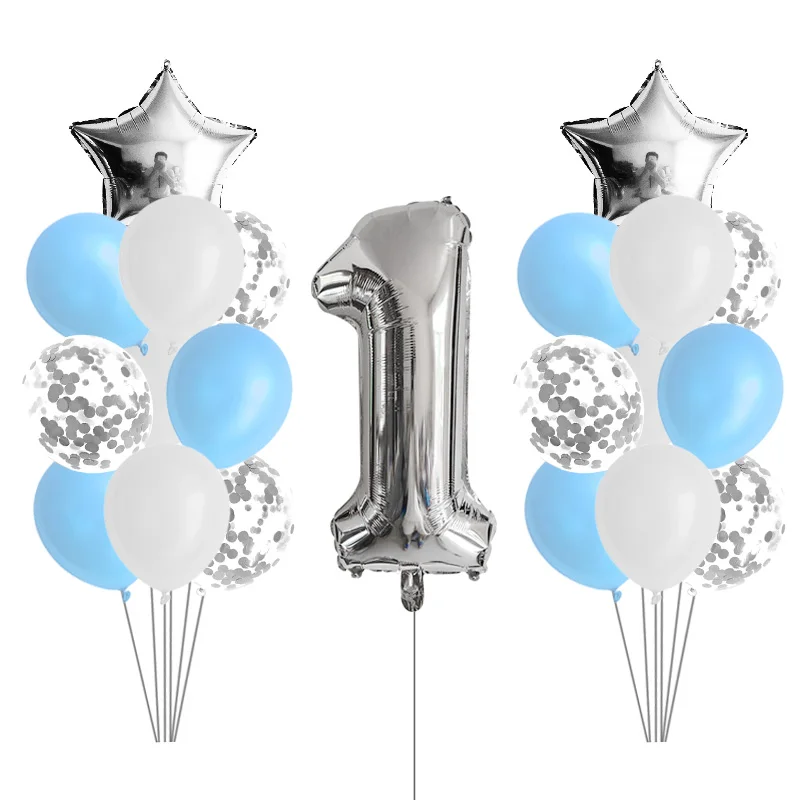 KUKUZHU 1-й День рождения воздушные шары из фольги в виде цифр баннер первый ребенок мальчик девочка вечерние украшения мой 1 год поставки - Цвет: Оливковый