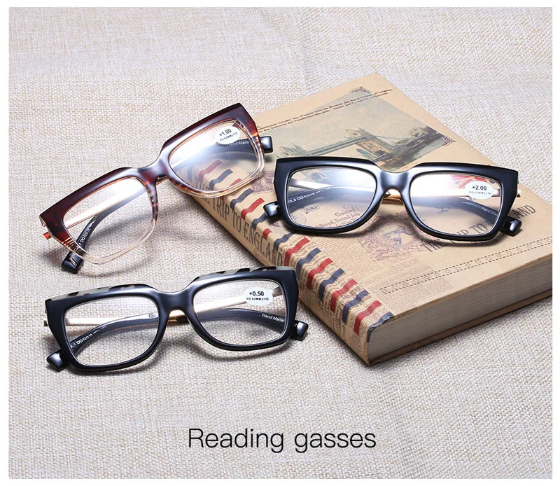 Негабаритные Квадратные ретро-очки для чтения для мужчин и женщин дальнозоркость рецептурные прозрачные очки Оптические модные lentes de lectura mujer