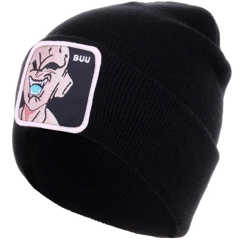 D black CRUOXIBB Fashion Dragon Ball Winter Beanie Hat for Men Women Solid Hip-hop Casual Cuffed Beanies Bonnet Warm Knitted Hat - Цвет: D black