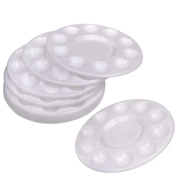 

24 Pcs Round Paint Tray Palette Paint Holder Tray 11 Wells 6.7 Inch for DIY Craft Professional Art Painting