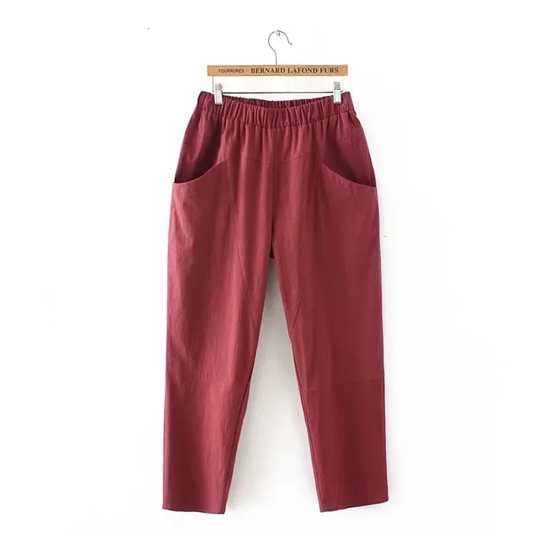 Plus size Wipe Pipe Loose Women Broek Large Pockets Cato Linen Single Casual |