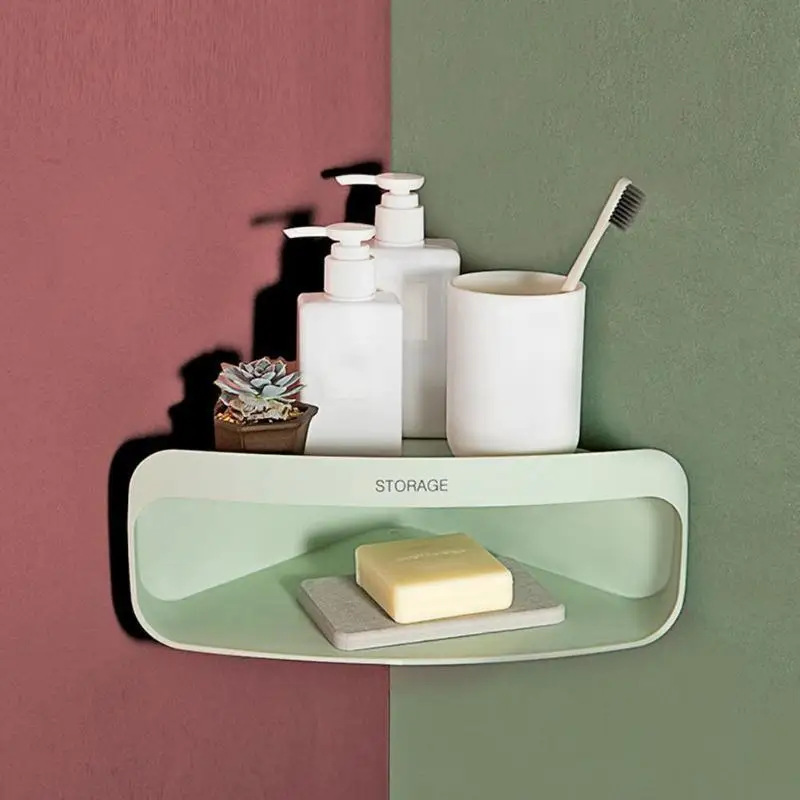 

Wall Mount Corner Double-Layer Storage Rack Bathroom Shower Shelf Organizer