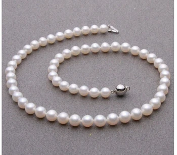 

gold clasp 8-8.5mm AAA White South Sea Round Pearl Necklace 17" LL002 Factory Wholesale price Women Gift word Jewelry
