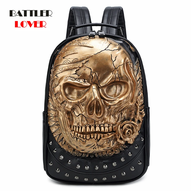 3D Skull Design Backpack For Men And Women Personality Punk Travel Bagpack Male Motor Biker Laptop Bags Teenagers Schoolbag 2021