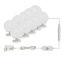 Светодиодный светильник 12 В для макияжа, зеркальный светильник, голливудский туалетный светильник, бесступенчатая настенная лампа с регулируемой яркостью, 6 10 ламп, комплект для туалетного столика