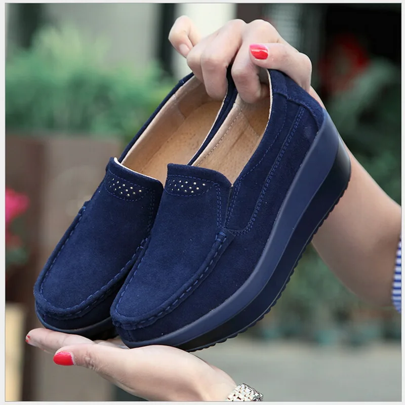 2023 Sping Women Genuine Leather Shoes Female Wholesale Flats Shoes Girl Casual Comfort Low Heels Flat Loafers Platform Shoes