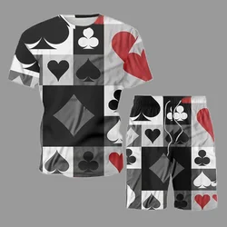 Ensemble d'été tendance pour hommes, T Shirt à manches courtes et Short, costume de Poker imprimé graphique Hip Hop, survêtement de plage, tenues pour hommes, 2021 