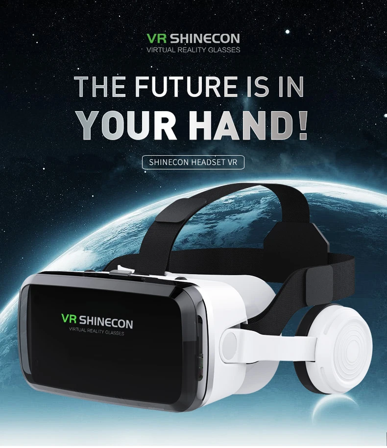 Fone de Ouvido o vr Original 10.0 e Bluetooth Shinecon Versão Realidade Virtual vr Óculos Cabeça-montado Capacete Opcional c 3d - Image 2