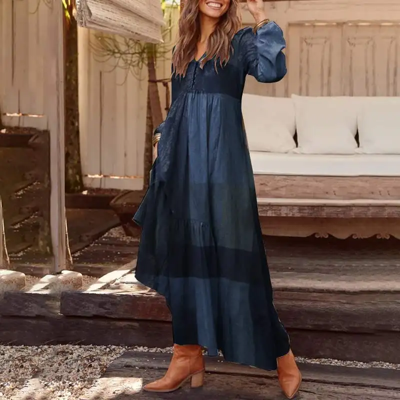 Autumn Long Sleeve Long Maxi Dress WomenPlaid Dress ZANZEA 2020 Casual Summer Sundress Loose Fashion Vestidos Party Robe