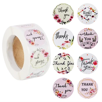 

500pcs/roll paper Stickers Thank You packing gift bags Seal Labels Wedding decoration Christmas Scrapbook Handmade sticker
