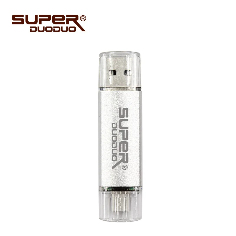 silver Флеш-накопитель для смартфонов OTG USB Flash Drive cle usb 2,0 stick 64G otg pen drive 4g 8g 16g 32g 128G устройства хранения - Цвет: silver
